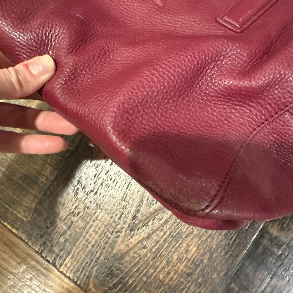 Tory‎ Burch Leather Thea Triple-Zip Satchel Bag Ox Blood Burgundy